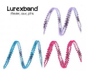 Lurexband silber - lila pink blau